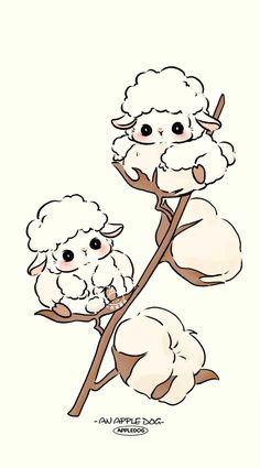 two sheep sitting on top of a tree branch with the words, i am apple dog