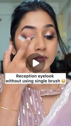 Eye Makeup Without Lashes, Reception Eye Makeup, Glam Party Makeup Looks, Reception Makeup Looks, Simple Makeup For Wedding, Makeup For Wedding Party, Saree Makeup Look, Simple Eye Makeup Looks, Quick Eye Makeup Tutorial