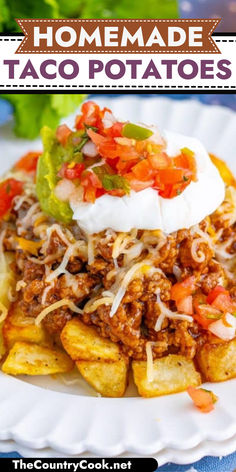 homemade taco potatoes on a white plate