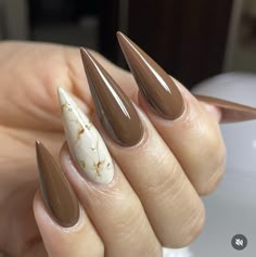 Brown Acrylic Nails, Stiletto Nail Art, Nagel Tips, Easy Nails, Stick On Nails, Nail Accessories, Long Acrylic Nails