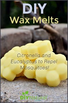 a pile of wax melts with the title diy wax melts citronella and eucalyptus to repel mosquitoes