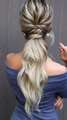 Ponytail Styles Bridesmaid, Long Ponytail For Wedding, Long Pony Updo Wedding, Bridesmaid Hairstyles French Braid, Low Ponytail Updo Wedding, Long Hairstyles Wedding Bridesmaid, Bride Hairstyles For Backless Dress, Bridesmaid Ponytail With Braid, Low Pony Tailed Hairstyle Prom