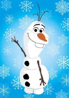 a cartoon frozen snowman is smiling for the camera