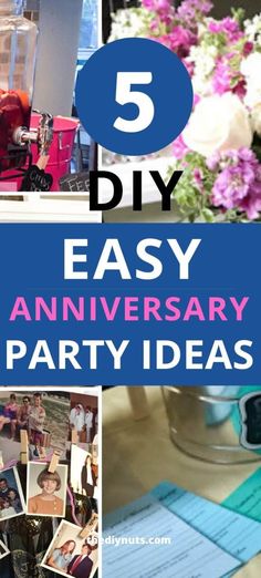 Wedding Anniversary Party Ideas: Inexpensive DIY Decorations - The DIY Nuts 65 Anniversary Party Ideas, 70th Anniversary Party Ideas For Parents, How To Plan An Anniversary Party, Anniversary Party Planning, Surprise Anniversary Party Ideas, 75th Wedding Anniversary Party Ideas, 45 Year Anniversary Party Ideas, Casual 50th Anniversary Party Ideas, 10yr Anniversary Party Ideas