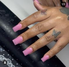 All Pink Acrylic Nails, Short Acrylic Nails Pink, Knotless Hairstyle, Gel Nails Shape, Tapered Square Nails, Glamour Nails, Work Nails