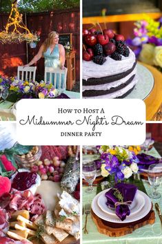 how to host a midsummer night's dream dinner party with fresh fruit and flowers