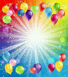 colorful balloons flying in the sky with stars and sparkles around them stock photo - 549