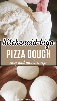 homemade pizza dough is being made in the kitchen