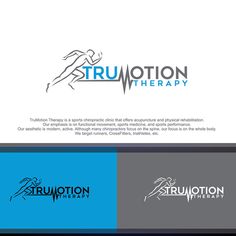 a logo for a running and sports medicine company, with the words trumotion therapy