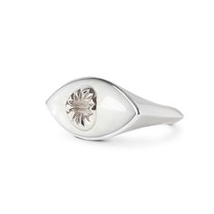 The Eye symbol is traditionally worn for protection against evil. Vision for positive energy in its place.

'I on You Ring' serves as a reminder to look after yourself; to appreciate the small victories before moving onto the next task in hand. To encourage protection and good luck on your journeys to come.

Ring is made of 925 Silver with Rhodium plate & Mother of Pearl detail. Protection Against Evil, Pearl Bracelet Gold, Peacock Pearl, Eye Symbol, Small Victories, Ivory Pearl, Look After Yourself, Gold Nails, Ring Size Guide