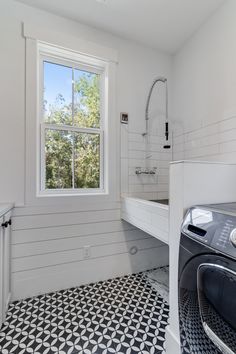 tile, dog washing station, laundry room, farmhouse, modern, backsplash Dog Shower In Laundry Room Utility Sink, Pet Sink In Laundry Room, Dog Grooming Station In Laundry Room, Western Style Laundry Room, Dog Sinks In Laundry Room, Laundry Room With Sink And Dog Bath, Dog Washing Station In Laundry Room Utility Sink, Pet Wash Station Laundry Rooms