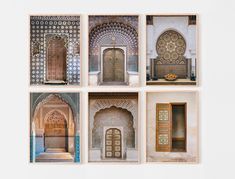 four photographs of doors and windows in different styles