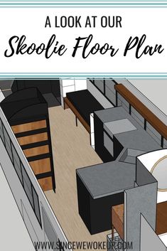 the floor plan for a small home with furniture and accessories in it, including an open kitchen