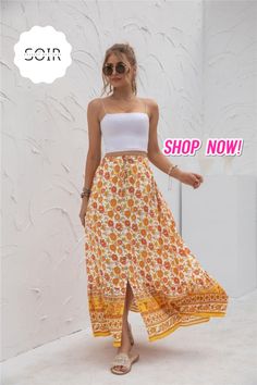 Whether you're strolling along the beach, exploring a bustling cityscape, or attending a garden party, the Serenity Breeze Maxi Skirt Collection promises to keep you looking and feeling effortlessly chic. Embrace the beauty of endless possibilities with our long different variant prints, and let your style shine with every step you take. Long Skirt Summer, Boho Summer Outfits, Maxi Skirt Boho, Floral Print Chiffon, Long Skirts For Women, Beach Skirt, Floral Maxi Skirt, Boho Skirts, Long Skirts