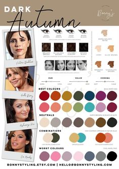 Autumn Skin Tone, Dark Autumn Makeup, Autumn Color Analysis, Warm Skin Tone Colors