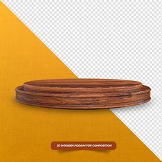 a wooden object on top of a yellow and white background