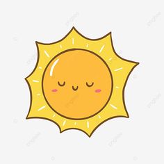 the sun with eyes closed, cartoon, cute, yellow png and psd