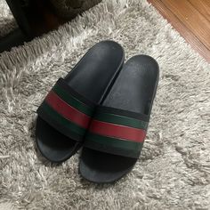 Slightly Used Just Needs A Good Wipe Off Great Find Gucci Flip Flops, Gucci Black, Gucci Shoes, Shoes Men, Flip Flop, Flip Flop Sandals, Flip Flops, Shoes Sandals, Shoes Mens