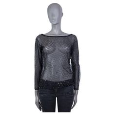 100% authentic Saint Laurent embellished sheer top in black polyester-blend (probably as content tag is missing). Unlined. Has been worn and is in excellent condition. Measurements Tag Size Missing Size Size S Shoulder Width 46cm (17.9in) Bust 82cm (32in) to 88cm (34.3in) Waist 80cm (31.2in) to 84cm (32.8in) Hips 82cm (32in) to 92cm (35.9in) Length 56cm (21.8in) Side Seam Length 36cm (14in) Sleeve Length 51cm (19.9in) All our listings include only the listed item unless otherwise specified in th Sheer Shirt, Sheer Top, Black Mesh, Black Shirt, Chic Style, Saint Laurent, Open Shoulder Tops, Leather Jacket, Fashion Outfits