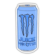 a blue monster can with the words juice monster on it