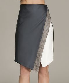 Black & White Color Block Asymmetrical Skirt | zulily Pola Rok, Skirt Inspiration, Flying Tomato, Outfit Trends, Asymmetrical Skirt, Faux Leather Skirt, Layered Skirt, Skirt Design, Skirt Pattern