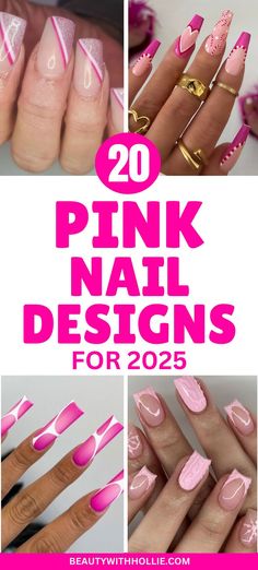 Pink Nail Designs for 2025 Ombre Baby Pink Nails, Pink Ballet Nails, Pink Bling Nails Rhinestones Girly, Baby Pink Square Acrylic Nails, Cute Almond Nails Pink, Pink Bow Nail Designs, Pink And Glitter Nail Designs, Natural Pink Nails With Design, Bubble Gum Pink Nails Design