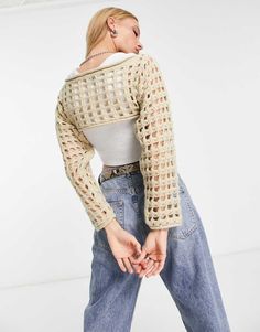 Cardigan by ASOS DESIGN It's a yes from us Crew neck Long sleeves Super-cropped length Regular fit Super Crop Sweater, Super Cropped Sweater, Crop Jumper, Crop Sweater, Curator Style, Jumpers And Cardigans, Cropped Sweater, Cream White, Must Haves