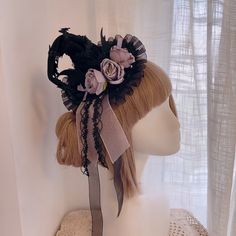 Thorns Roses Black And Purple Halloween Witch Mini Hat Black Adjustable Mini Hats In Fantasy Style, Mini Witch Hat, Black Witchy Mini Hat For Costume, Adjustable Black Witchy Mini Hat, Purple Witch Headpiece, Purple Witch Hat, 1900s Fashion, Gothic Accessories, Purple Halloween