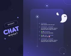 the ghost chat widget is shown in two different screens, one with an image of a ghost on it