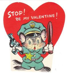 a valentine card with a mouse holding a baseball bat