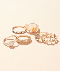 Boutique By BKE 6 Pack Ring Set - Gold 7, Women's Gold Assorted metal and rhinestone rings. Apparel & Accessories Rhinestone Rings, Gold Ring Sets, Rhinestone Ring, The Boutique, 6 Packs, Boutique Jewelry, Set For Women, 6 Pack, Ring Set