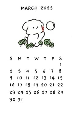 the march calendar with an elephant on it