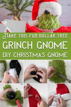 the grinch gnome is making his own christmas gnomes hat for kids to make