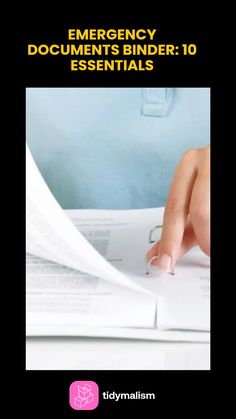 Image depicting a woman organizing her emergency documents binder, providing necessary documents for preparedness. This pin emphasizes essential items for a secure emergency plan. Organizing Inspiration, Emergency Binder, 10 Essentials, Financial Security, Organization Essentials, Emergency Contact