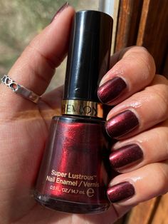 #divine#divinebyrevlon#revlonnailpolish#nailpolishideas#darkrednails#shortnails#naturalnails#nailsofinstagram#revlon Revlon Love That Red, Revlon Uniq One, Revlon Divine Nail Polish, Revlon Softsilver Rose, Kawaii Nails, Elegant Nails