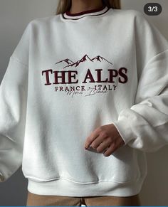 Logo Sweatshirt Design, Vintage Sweatshirt Design, Sweatshirt Graphic Design, White Crewneck Outfit, Basters, Hoodie Diy, Embroidery Hoodie, Shirt Print Design, The Alps