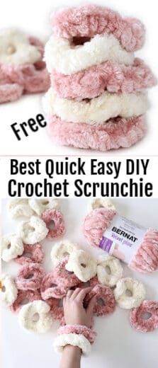 crochet pattern for the best quick easy diy crochet scrunchie