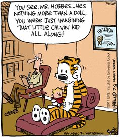 a cartoon depicting a tiger sitting in a chair with a baby on it's lap