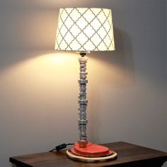 a lamp that is on top of a table