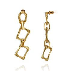 PRICES MAY VARY. Paperclip gold earrings with Highly polished,wear Exquisite comfort,this gold statement link earrings are the hottest style of the season and match everything! Irregular square design can show the unique personality and charm of the wearer. Brass chain earrings with 18k Gold-plated ,high-quality durable,100% lead free, nickel free,cadmium free,and hypoallergenic mirror color preserving electroplating,Perfect for sensitive skin. Length: 1.4 cm (0.55 in) wide: 6 cm (2.4 in), Weigh Luxury Jewelry Box, Earrings Dangle Simple, Mirror Color, Long Gold Earrings, Earrings Big, Gold Dangle Earrings, Earrings Design, Link Earrings, Gold Link