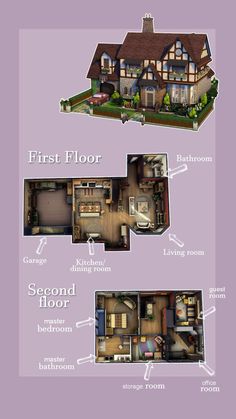 the floor plan for a house that is very large and has three floors, two bathrooms,