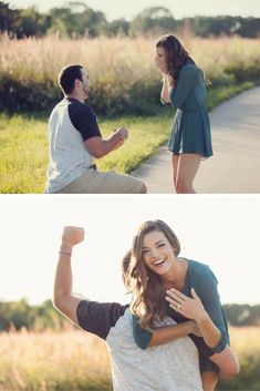 two people are laughing and having fun in the park