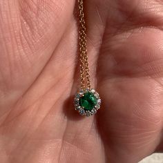 Genuine Natural, Untreated/Unheated 14k Yg Emerald And Diamond Necklace Specs Are: Emerald- 5mm Width Of Stone Weight Is 3.6 G. Diamonds-0.14cttw, Vs Clarity, F-G Color Chain/Pendant- 14k Yg, Hallmarked, 18” Length Recently Professionally Cleaned On 11/8/2024. Will Come With Brand New Green Velvet Necklace Box. Open To Offers And Potential Trades! Elegant Green Jewelry With Halo Design, Elegant Green Jewelry With Halo, Elegant Green Halo Jewelry, Dazzling Gold Emerald Necklace, Luxury Emerald Necklace With Brilliant Cut, Elegant Gold Emerald Necklace With Round Pendant, Elegant Emerald Jewelry With Halo Detail, Dainty Gold Emerald Necklace For Formal Occasions, Luxury Round Brilliant Cut Emerald Necklace