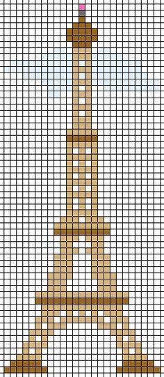 a cross stitch pattern with a wooden tower on it's side and the top half missing