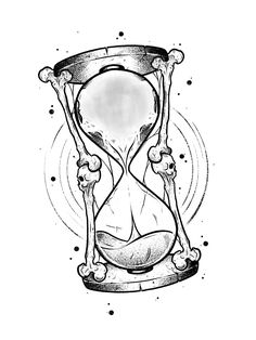 an hourglass drawing with ink on paper