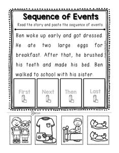 the sequence of events worksheet for students to learn how to read and write