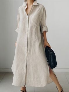 Women's Shirt Dress Casual Dress Linen Dress Maxi long Dress Winter Dress Daily Holiday Polyester Casual Mature Shirt Collar Zipper Button Long Sleeve Summer Spring Fall 2023 Loose Fit Black Navy 2023 - US $43.99 Loose Shirt Dress, Linen Dress Women, Loose Fit Shirts, Maxi Shirts, Cotton Linen Dresses, Linen Shirt Dress, Cotton Shirt Dress, Dress Linen, Maxi Shirt Dress