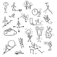 a drawing of people doing different activities