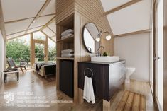 #3DVisualization #RusticChicDecor #WoodenStyleMirror #RusticBathroomInspo #RusticDecor Bathroom Closet Ideas, Bathroom Closets, Rustic Bath, Rustic Chic Decor, Bathroom Closet