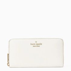 Nwot Kate Spade Wallet Everyday White Leather Wallet, White Wallets With Interior Card Slots For Everyday, White Leather Everyday Wallet, White Leather Wallet, Classic Kate Spade Wallets For Daily Use, Classic Everyday Cream Wallet, Classic Cream Wallet For Formal Occasions, Elegant White Rectangular Wallet, Classic Cream Wallet